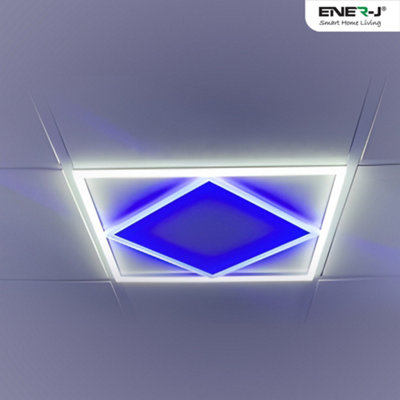 Ener-J Double Square Borderline LED Panel, 60x60 40W 4000 Lumens, 6000K on border and Blue Inside, T