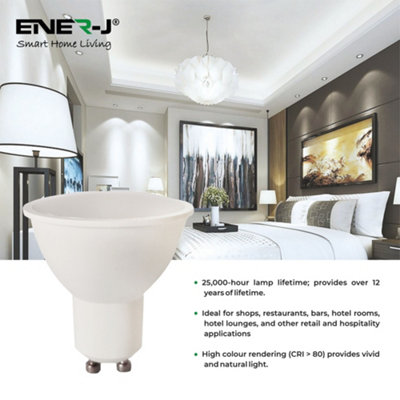 Ener J LED GU10 Bulbs 7W Dimmable 500Lm 4000K Cool White Pack of 10