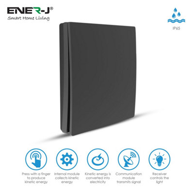 Ener-J Pro Series 1 Gang Wireless Kinetic Switch Black with 500W RF ...