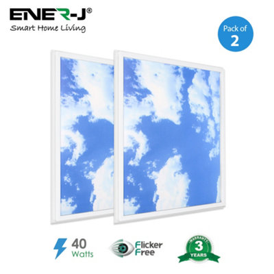 Ener-J SKY Cloud 2D LED Backlit Panel with Borderline LED 60x60cm White ...