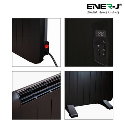 Ener-J Smart WiFi Electric Radiator Heater 1200W Black Aluminium LCD ...