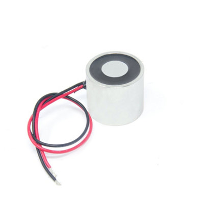 Energise to Release Electromagnet with M6 Mounting Hole for Door Locking - 40mm dia x 30mm thick - 16kg Pull - 24V DC/18W