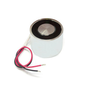 Energise to Release Electromagnet with M6 Mounting Hole for Door Locking - 50mm dia x 30mm thick - 40kg Pull - 24V DC/44W