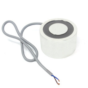 Energise to Release Electromagnet with M8 Mounting Holes for Door Locking - 80mm dia x 50mm thick - 80kg Pull - 24V DC/40W