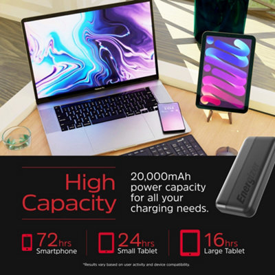 Energizer 20000mAh 15W Black Triple Output Power Bank with Two USB-C ...