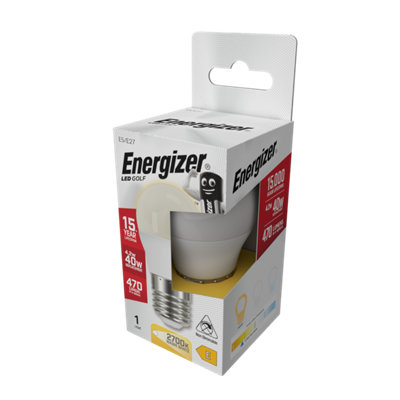 Energizer 4.9w E27 Opal LED Golfball 2700k - Extra Warm White