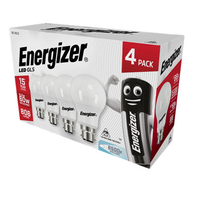 Energizer 8.5w BC 6500k Frosted GLS LED Light Bulb - Daylight - 4 Pack