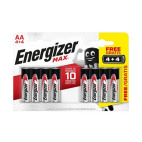 Energizer AA Cell Alkaline Power Batteries Pack of 8 XMS22BATTAA