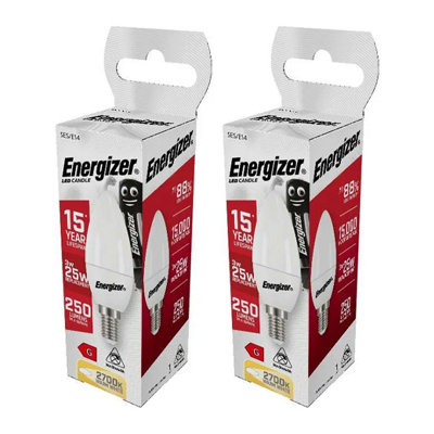 Energizer E14 Candle Bulb Warm White (3.4w) (Pack of 2)