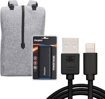 Energizer EPB004 Laptop Charging Bag with Energizer UE10007 Power Bank, Grey