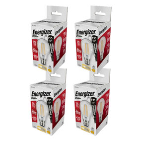 Energizer LED BC (B22) GLS Filament Non-Dimmable Bulb, Warm White 470 lm 4W (Pack of 4)