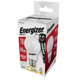 Energizer LED BC (B22) Opal GLS Dimmable Bulb, Warm White 806 lm 8.8W (Pack of 2)