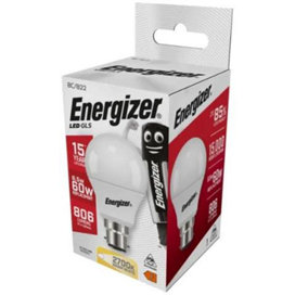 Energizer LED BC (B22) Opal GLS Non-Dimmable Bulb, Warm White 806 lm 8.2W (Pack of 2)