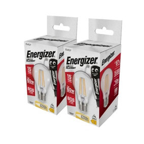 Energizer LED ES (E27) GLS Filament Dimmable Bulb, Warm White 806 lm 7.2W (Pack of 2)