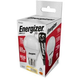 Energizer LED ES (E27) Opal GLS Non-Dimmable Bulb, Warm White 806 lm 8.2W (Pack of 2)