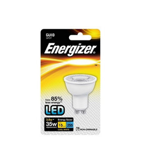 Energizer LED GU10 3.6w 255lm Light Bulb Cap Cool White White (One Size)