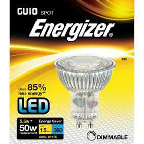 Energizer LED GU10 5.5w 350lm Light Bulb Cap Cool White Dimmable Silver (One Size)