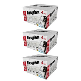 Energizer LED GU10 Spotlight Bulb 4.2W (50W Replacement) - Pack of 12 LED Bulbs (Daylight, 50W Equivalent Dimmable)