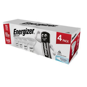 Energizer LED GU10 Spotlight Bulb 4.2W (50W Replacement) - Pack of 4 LED Bulbs (Daylight, 50W Equivalent Non Dimmable)