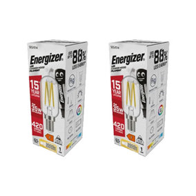 Energizer LED SES (E14) Cooker Hood Filament Bulb, Warm White 420 lm 3.8W (Pack of 2)