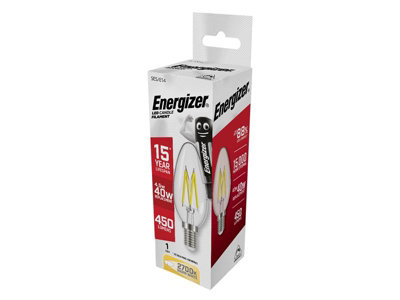 Energizer S12856 LED SES (E14) Candle Filament Dimmable Bulb, Warm White 470 lm 4.8W ENGS12856