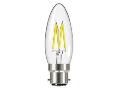 Energizer S12866 LED BC (B22) Candle Filament Non-Dimmable Bulb, Warm White 250 lm 2.3W ENGS12866