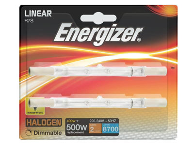 Energizer S5163 Halogen R7S 118mm Eco Linear Dimmable Bulb, 8700 lm 400W (Pack 2) ENGS5163