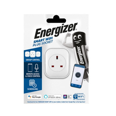 Energizer Smart Wifi Plug Socket UK 3 Pin Works With Alexa Google Home & Siri