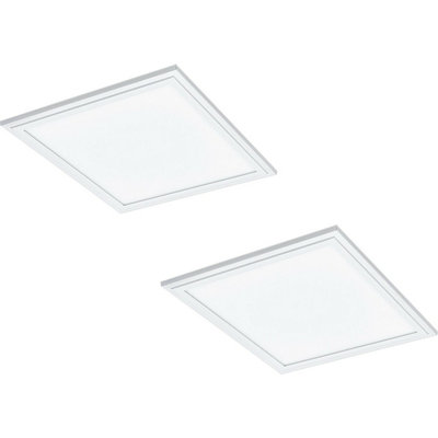 Energy Efficient 2 Pack LED Flush Ceiling Panel Light - 16W White Square Design 4000K