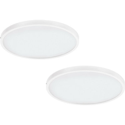 Energy Efficient 2 Pack White LED Round Surface Mounted Ceiling and Wall Lights