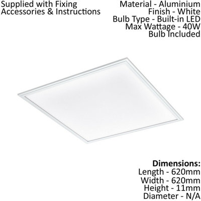 Energy-Efficient 620mm Flush Ceiling Panel Light with Built-in LED 4000K