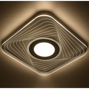Energy Saving LED Ceiling Light, Square Acrylic Shade, Natural White (4000K), Non Dimmable