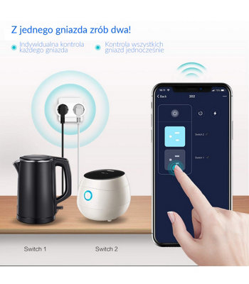 ENERJ Smart 13A, WiFi Double Socket with USB, App Remote Control from Anywhere.