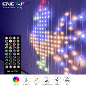 ENERJ Smart Curtain lights 2 X 2m of 400leds remote include with 3m extension cable controller+UK power Adapter