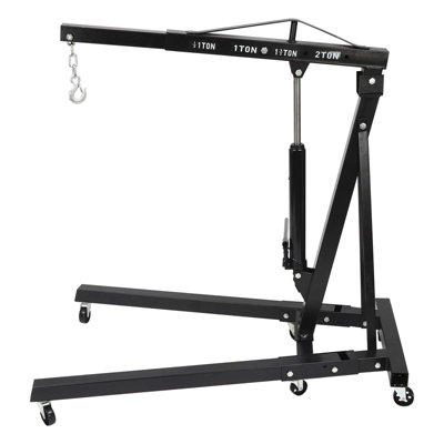 Engine Hoist, 2 Ton Heavy Duty Folding Hydraulic Engine Crane Hoist, 360 Degree Swivel Wheels