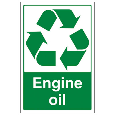 Engine Oil Recycling Materials Sign - Rigid Plastic - 200x300mm (x3)