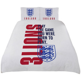 England FA 3 Lions Duvet Cover Set Set White/Red/Blue (Double)