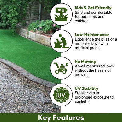 English Garden 30mm Outdoor Artificial Grass, Premium Artificial Grass,Pet-Friendly Artificial Grass-14m(45'11") X 4m(13'1")-56m²