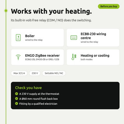 ENGO EONE-230W ZigBee Smart Thermostat Wired 230V White