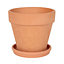 Engraved Botanical Pattern Terracotta Plant Pot and Saucer. Indoor or Outdoor Use (Dia) 16 cm