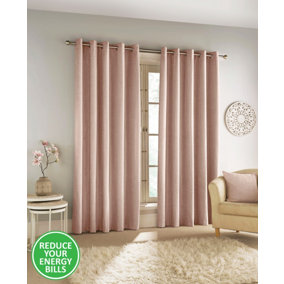 Enhanced Living 100% Blackout Thermal Blush Pink Velvet Chenille Eyelet Curtains  Pair 46 x 54 inch (117x137cm)