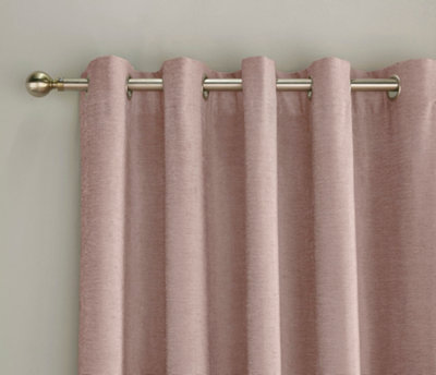 Enhanced Living 100% Blackout Thermal Blush Pink Velvet Chenille Eyelet Curtains   Pair 46 x 72 inch (117x183cm)