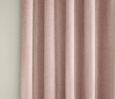 Enhanced Living 100% Blackout Thermal Blush Pink Velvet Chenille Eyelet Curtains   Pair 46 x 72 inch (117x183cm)