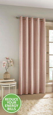 Enhanced Living 100% Blackout Thermal Blush Velvet Chenille Eyelet Door Curtain Single 66 x 84 inch (168x214cm)