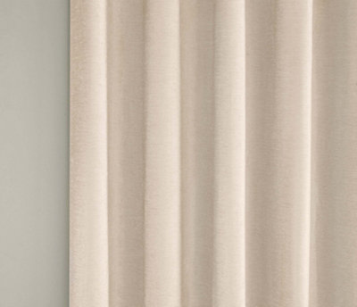 Enhanced Living 100% Blackout Thermal Cream Velvet Chenille Eyelet Curtains  Pair 46 x 54 inch (117x137cm)