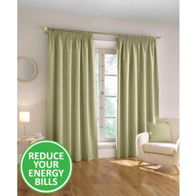Enhanced Living 100% Blackout Thermal Green Linen Look Tape Top Curtains   Pair 46 x 72 inch (117x183cm)