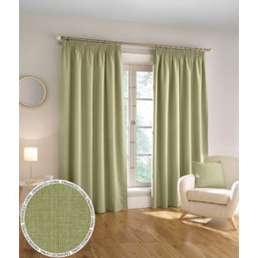 Enhanced Living 100% Blackout Thermal Green Linen Look Tape Top Curtains   Pair 66 x 90 inch (168x229cm)