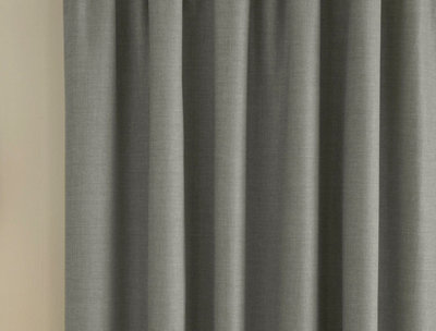 Enhanced Living 100% Blackout Thermal Grey Linen Look Tape Top Door Curtain Single 66 x 84 inch (168x214cm)