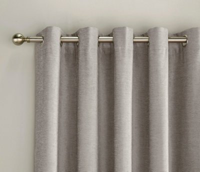 Enhanced Living 100% Blackout Thermal Grey Velvet Chenille Eyelet Curtains   Pair 46 x 72 inch (117x183cm)