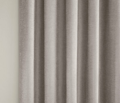 Enhanced Living 100% Blackout Thermal Grey Velvet Chenille Eyelet Curtains   Pair 90 x 54 inch (229x137cm)